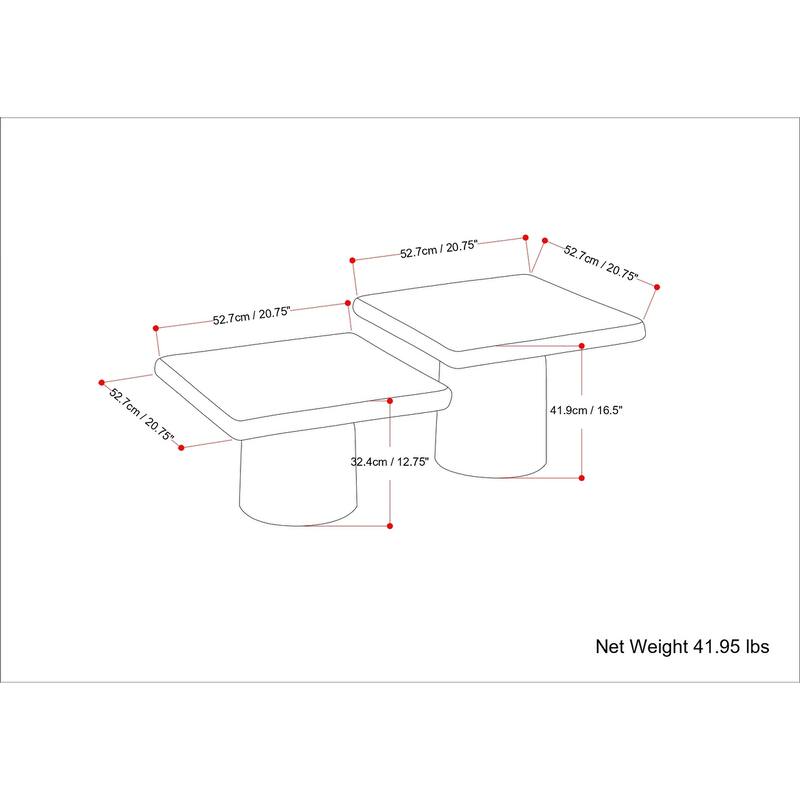 Simpli Home Zachary 21" Wide Contemporary Cast Aluminum Coffee Table 2 Piece Set in Multi Fully Assembled - 21 inch Wide