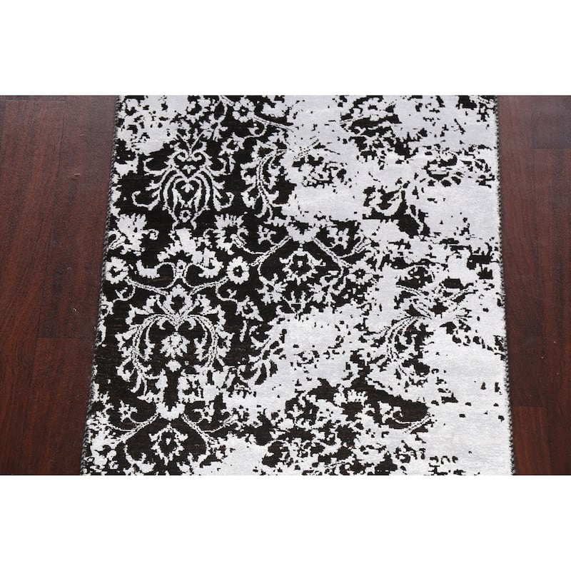 Wool/ Silk Distressed Abstract Oriental Staircase Runner Rug Handmade - 2'8" x 10'5"