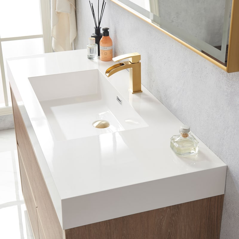 Huesca 48" Single Sink Bath Vanity with White Sink Top and Mirror