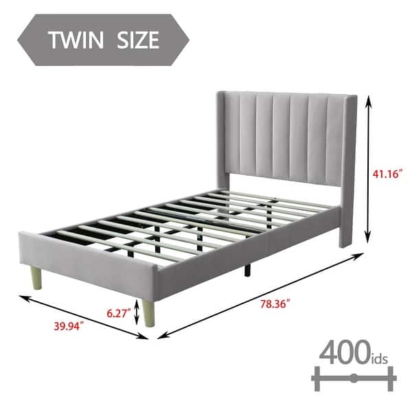 dimension image slide 24 of 34, Alazyhome Upholstered Platform Bed Frame