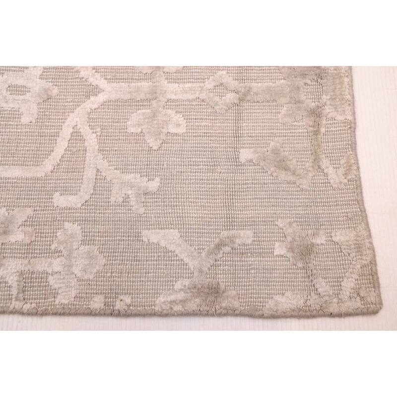 ECARPETGALLERY Hand Loomed Elysian Taupe Viscose, Wool Rug - 8'0 x 11'0