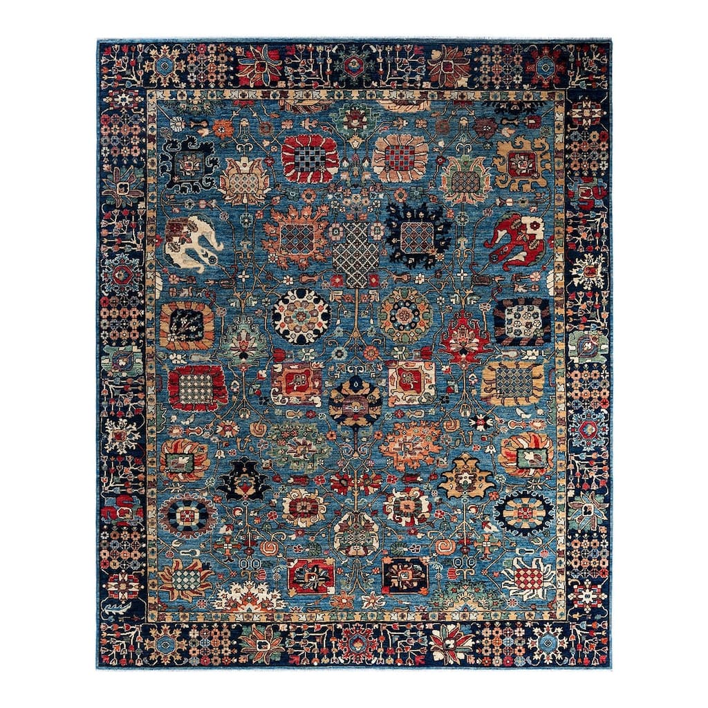 Serapi One-of-a-Kind Hand-Knotted Area Rug - Light Blue, 8' 0" x 9' 8" - 8' 0" x 9' 8"
