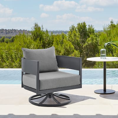 Argiope Dark Grey Aluminum Outdoor Swivel Rocking Chair