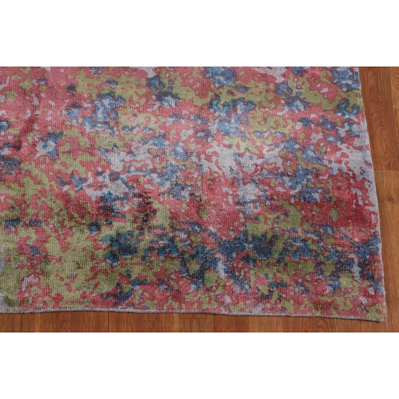 Multicolor Modern Abstract Area Rug Handmade Wool Carpet - 6'1" X 7'8"