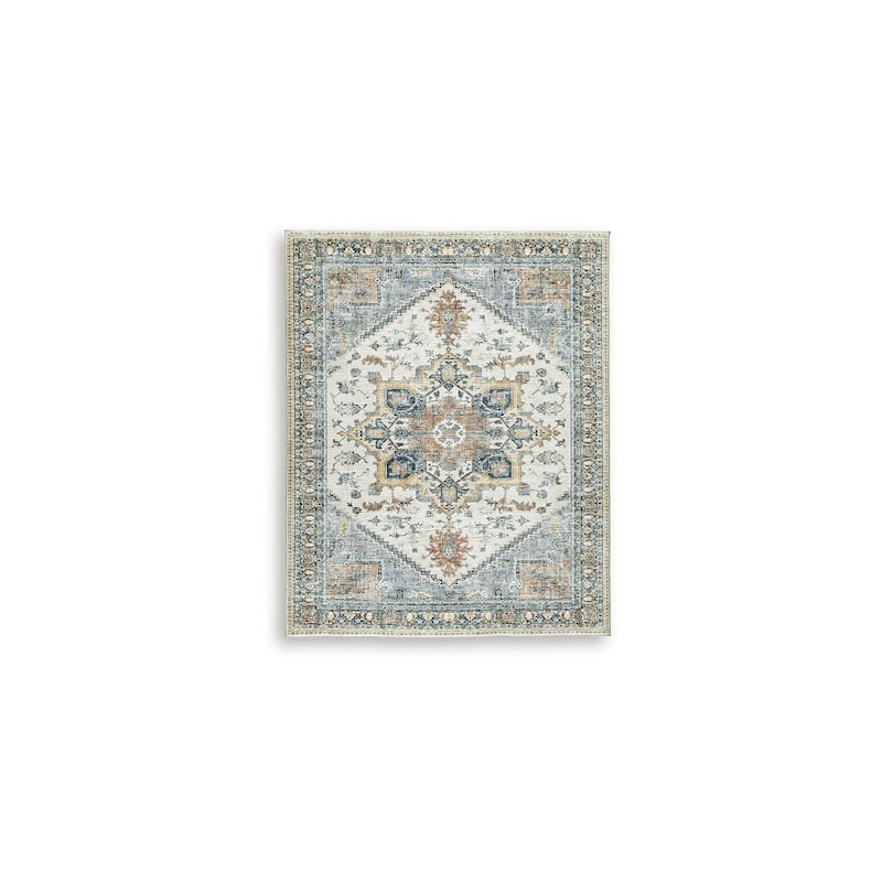 Signature Design by Ashley Wallney Blue/Gray/Orange Memory Foam Area Rug