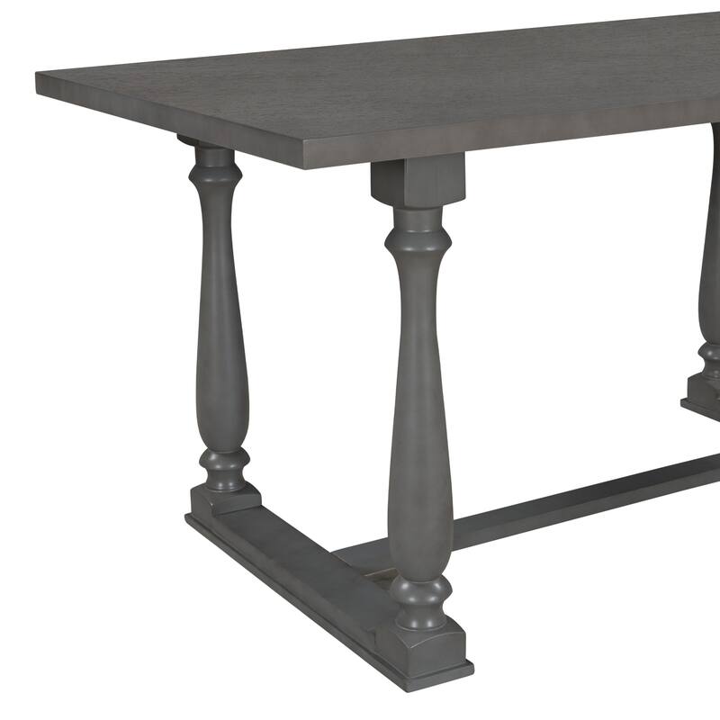 Gray Retro 6-Piece Wooden Dining Table Set with Rectangular Table & 4 Chairs