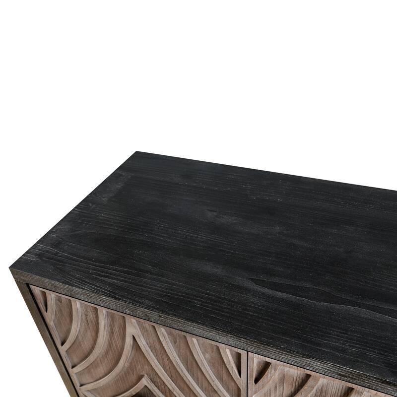 GDFStudio - Masonry Line Mid-Century Antique Sideboard Buffet Cabinet with Solid Wood Legs and Adjustable Shelves