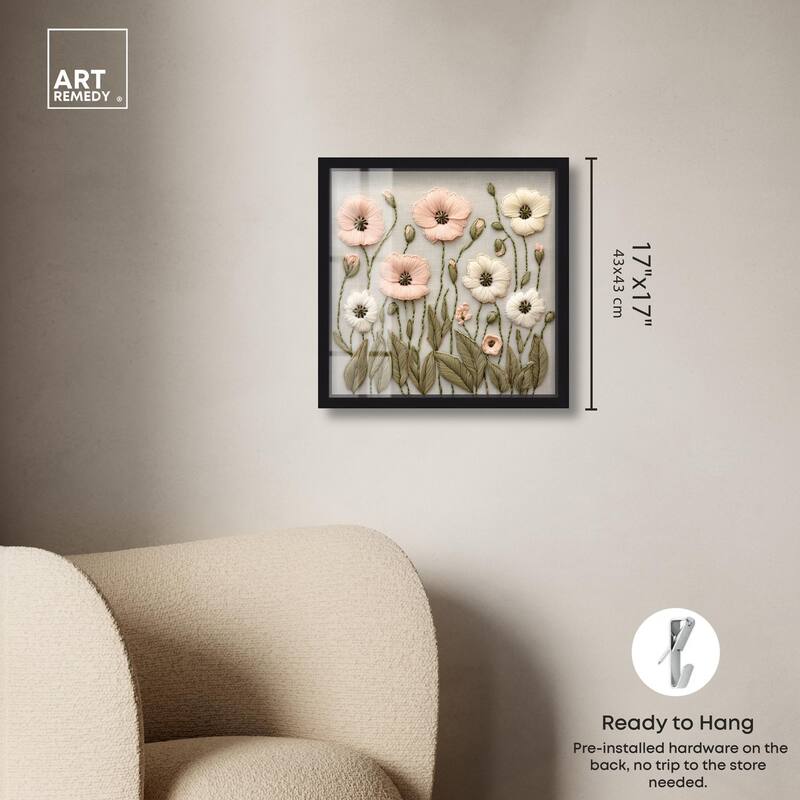Stitched Serenity I Shadowbox by Art Remedy