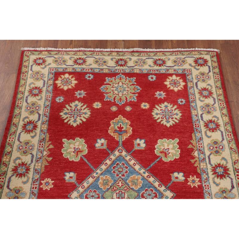Traditional Red Kazak Accent Rug Handmade Wool Carpet - 3'2" x 4'11"