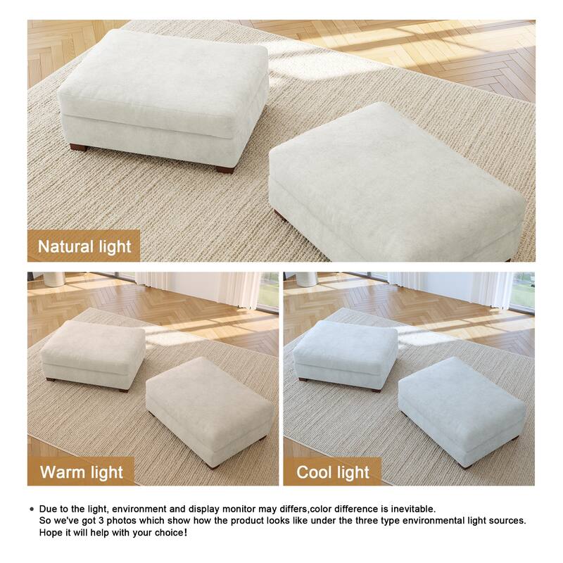 2 Set Modern 41" W Rectangle Chenille Ottoman