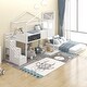 preview thumbnail 4 of 8, Twin Over Full House Bunk Bed w/Storage Staircase & Blackboard, White