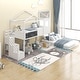 preview thumbnail 3 of 7, Twin over Full House Bunk Bed with Storage Staircase and Doodle Blackboard - Perfect for Kids' Bedroom