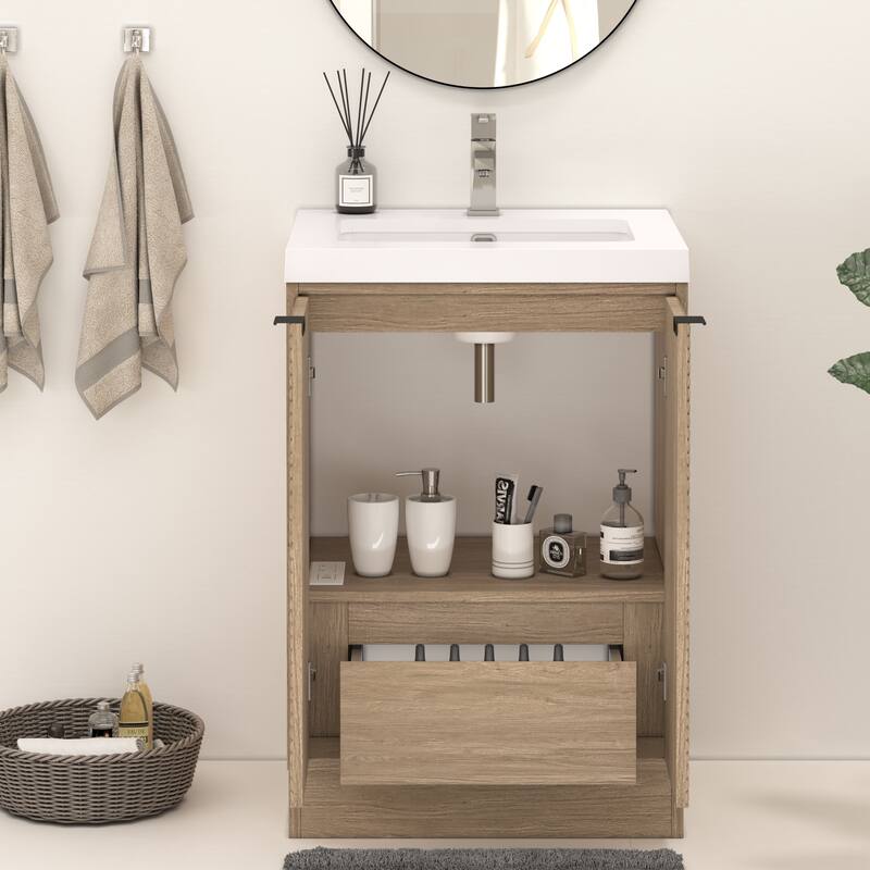 Milano 24" Freestanding Bathroom Vanity with White Acrylic Sink