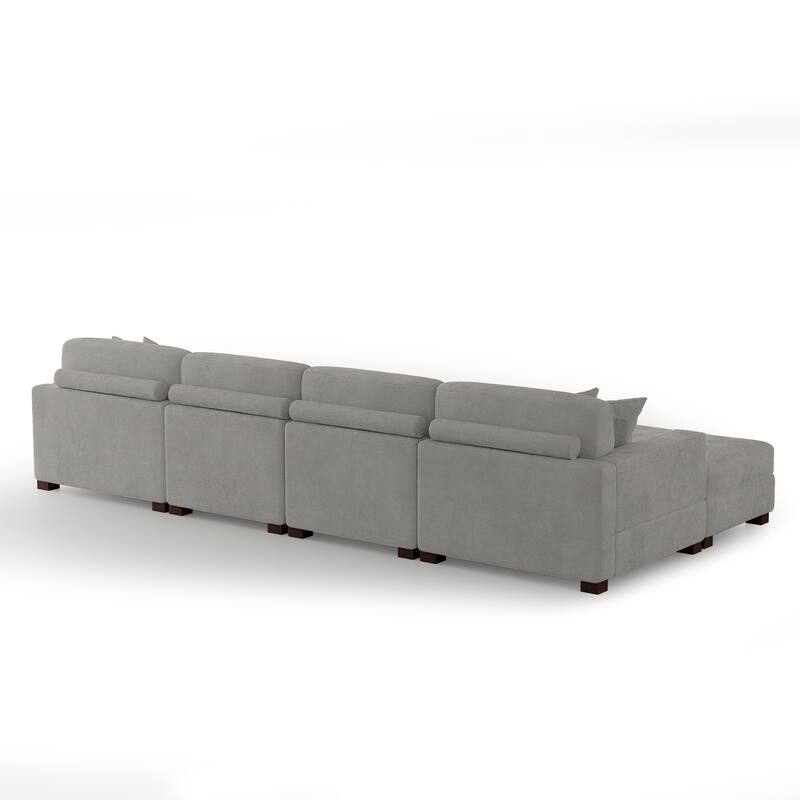 Modern Chenille Oversized Modular Sectional Sofa with 2 Ottoman