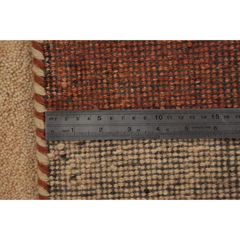 Hand Knotted Oriental 100% Wool Carpet Modern Bordered Brown Gabbeh Area Rug - 7' 9'' X 5' 7''