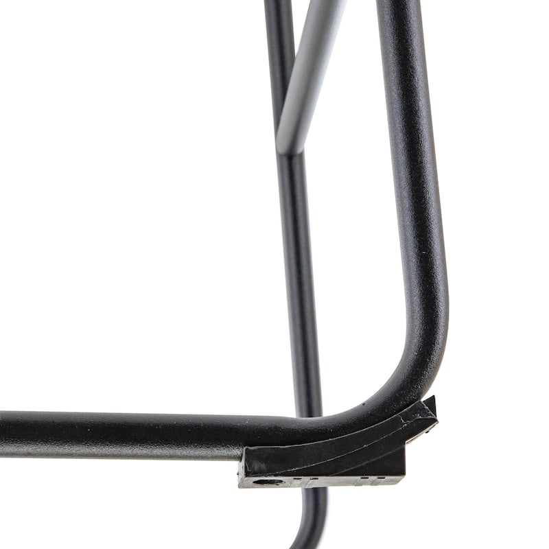 LeisureMod 29.9" Bar Stool w/ Black Iron Base & Footrest - Light Brown - 21"Dx19"Wx43"H