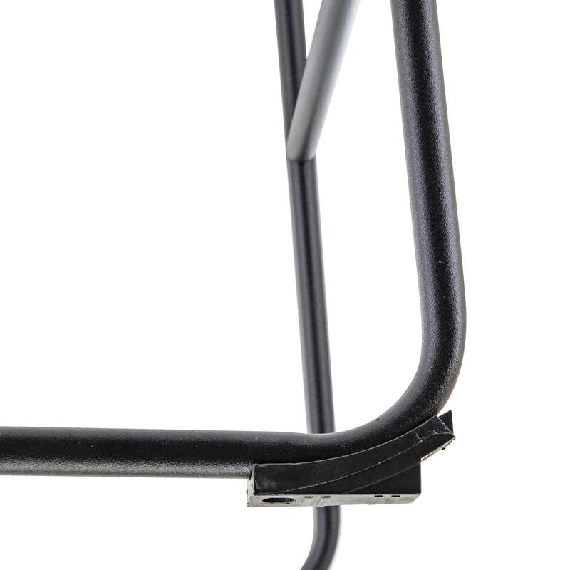 LeisureMod 29.9" Leather Bar Stool Black Iron Base & Footrest - Grey - 21"Dx19"Wx43"H