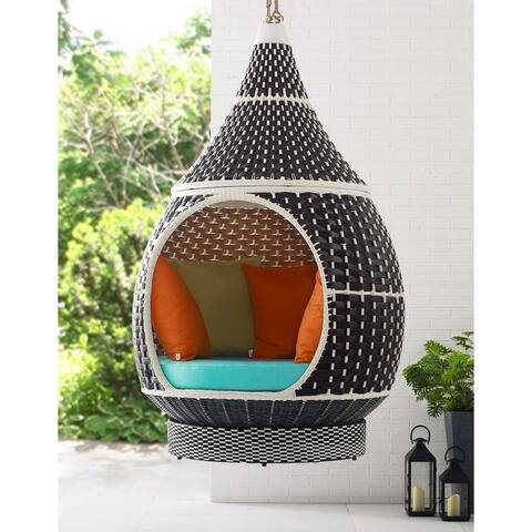Huntersville Convertible Outdoor Wicker Rattan Hanging Pod with Cushions