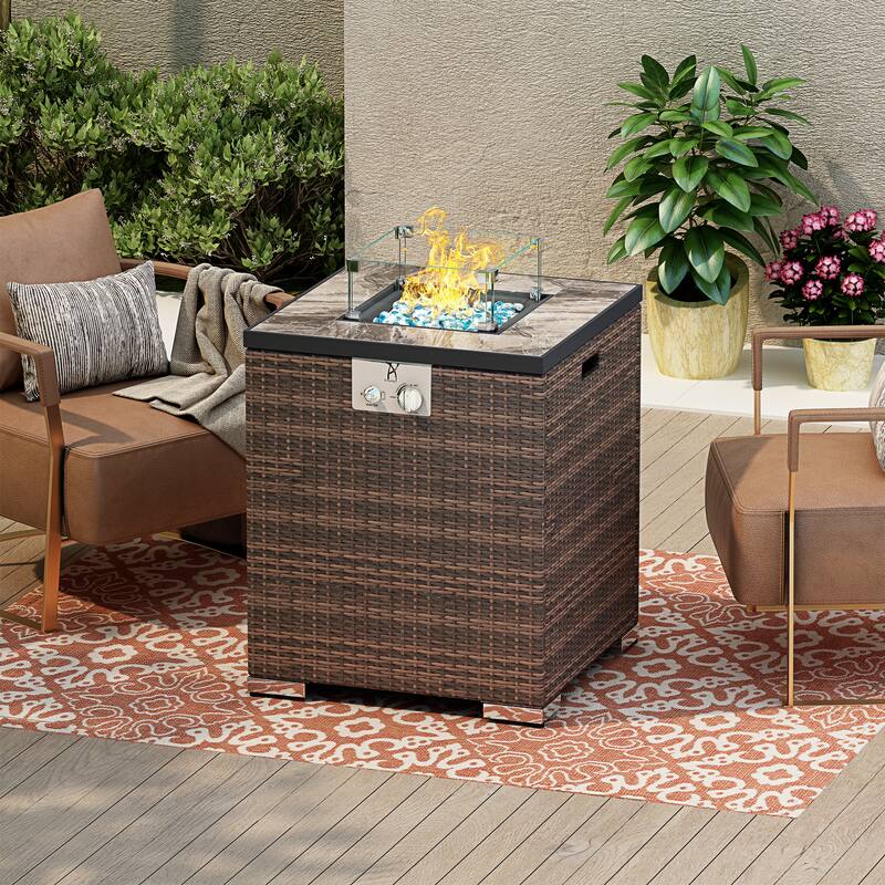 28 inch Outdoor Fire Pit Table - Dark Brown