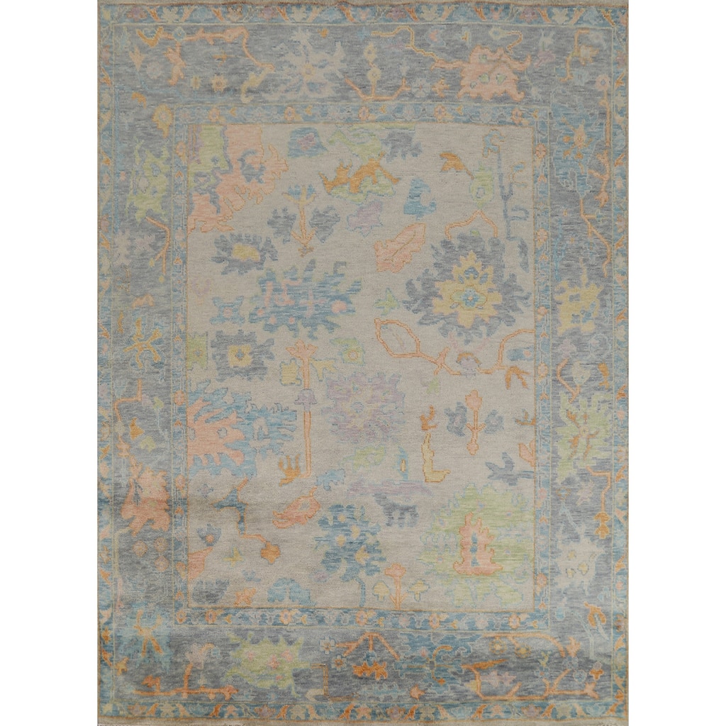 Oushak Indian Area Rug Handmade Transitional Grey Wool Carpet - 8'0"x 9'11"
