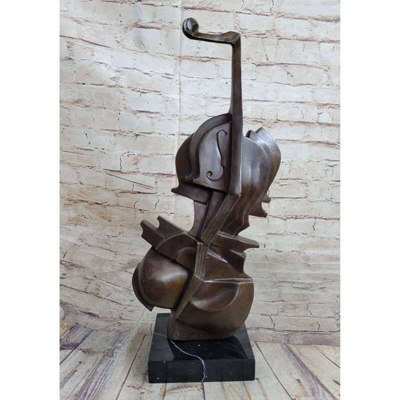 Cello Bronze Metal Sculpture Statue Figure Collectible Musician Musical Instrument Decor Dali