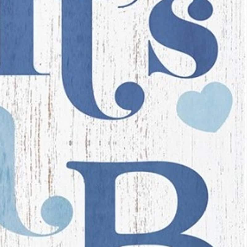 HomeRoots 36" Blue And White Solid Wood New Baby Porch Sign