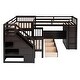 preview thumbnail 4 of 7, L-Shaped Bunk Bed with 3 Drawers,Twin-Twin over Full Bed with Portable Desk and Wardrobe, Espresso