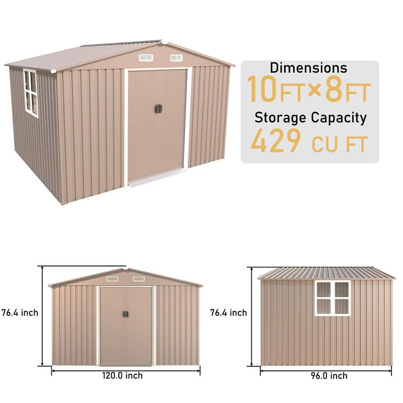 Outdoor Permanent Metal Storage Sheds for Gardening Tools, Patio Sheds Warehouse Vault