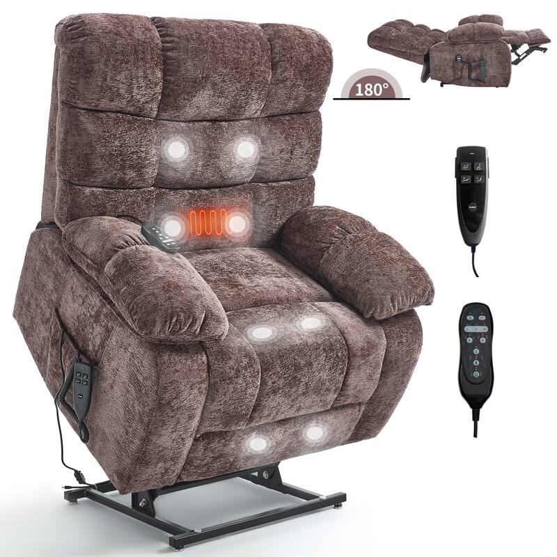 Lift Recliner Chair Heat Massage Dual Motor Infinite Position Up to 350 LBS Large Electric Power Lift Recliners