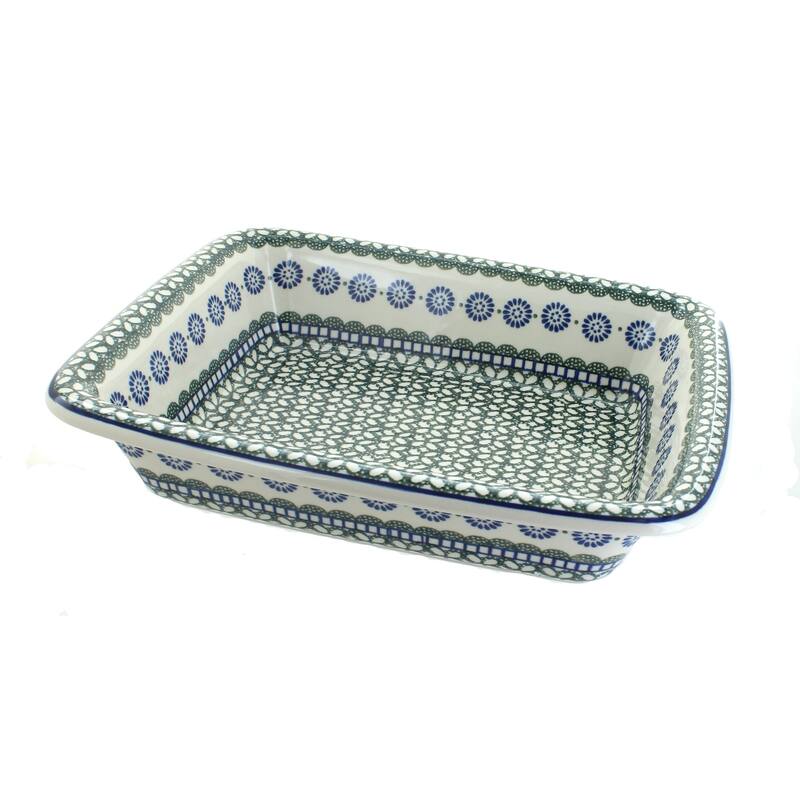 Blue Rose Polish Pottery 855 Ceramika Artystyczna Medium Rectangular Baker - Maia