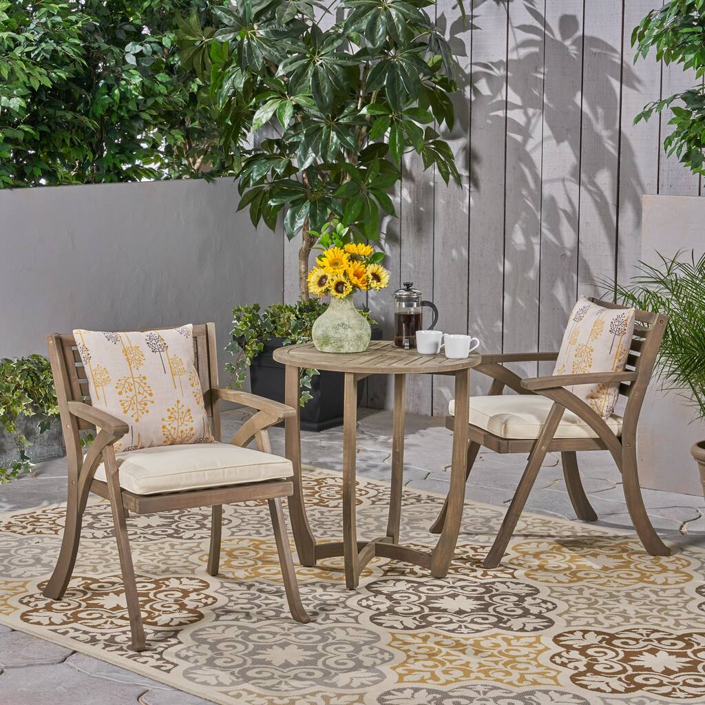 Coronado Outdoor 3-piece Wood Bistro Set by Christopher Knight Home