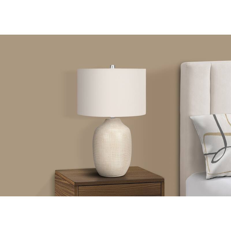 Ceramic Table Lamp with Linen Shade 3 Way Switch Contemporary Design