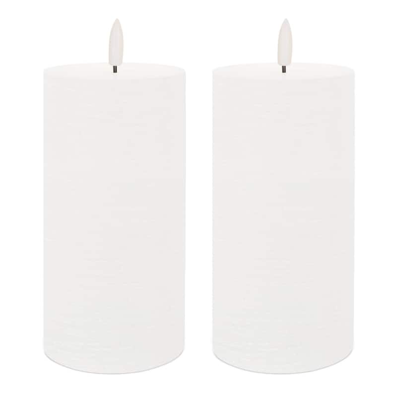 Set of Two White Flameless Pillar Candles