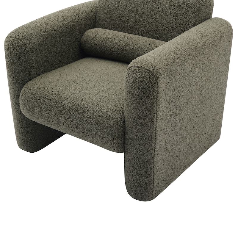 Lambskin Sherpa Fabric Upholstered Comfy Reading Arm Chair