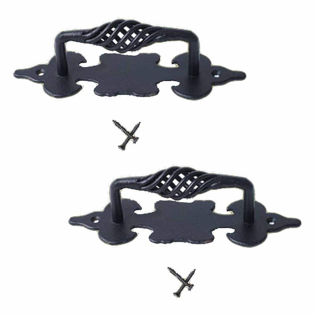 Cabinet Pull Birdcage Black Wrought Iron 6 Pack of 2 Renovators Supply