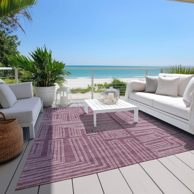 Machine Washable Indoor/ Outdoor Contemporary Stack Chantille Rug