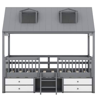 Twin Size Safety Kids Bed House Bed with Skylights