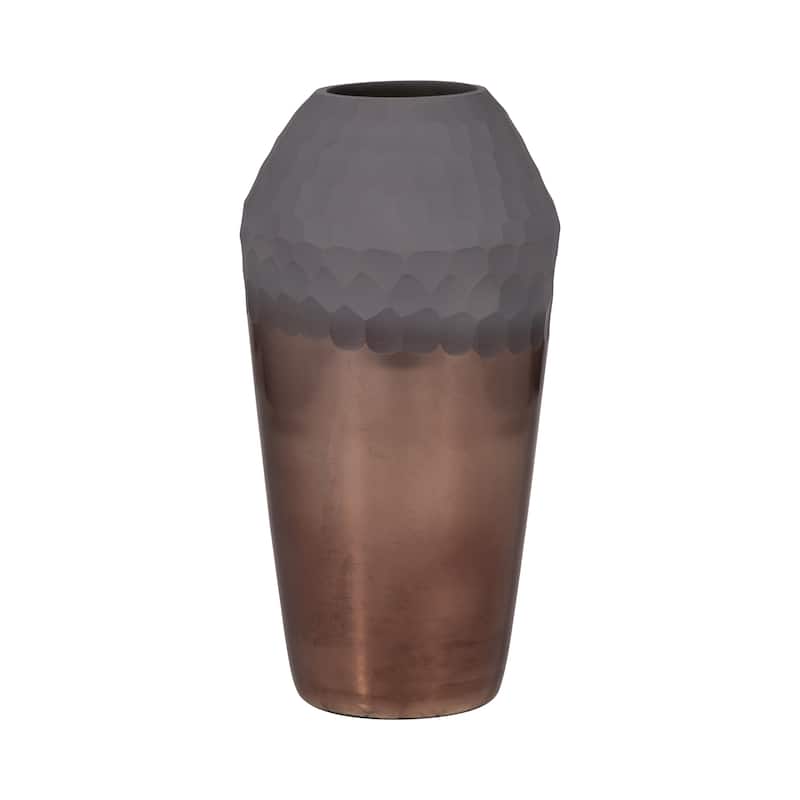 Sagebrook Home Glass Metallic Cylinder Hammered 2Tone Handcut Vase