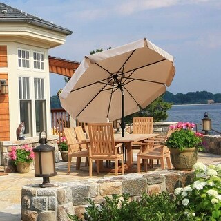 deluxe patio umbrellas SUNNYOUTDOOR 11.5' Deluxe Cantilever Umbrella LED Lighted Umbrella  Sunbrella Cover Patio Umbrella Garden Outdoor (Blue)