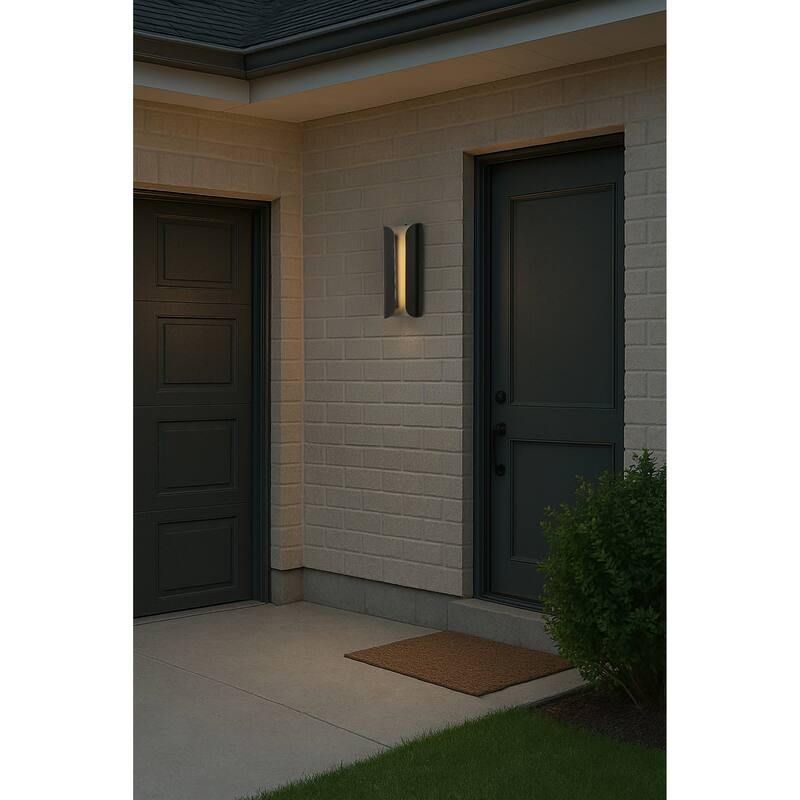 Matte Black 24W Integrated LED AWall Sconce with Acrylic Shade Modern Simplicity Outdoor Wall Light with Dusk to Dawn Sensor