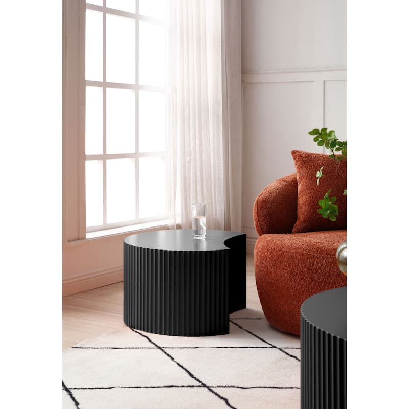 Nesting table set of 2 Round and Half Moon Shapes,No Need Assembly