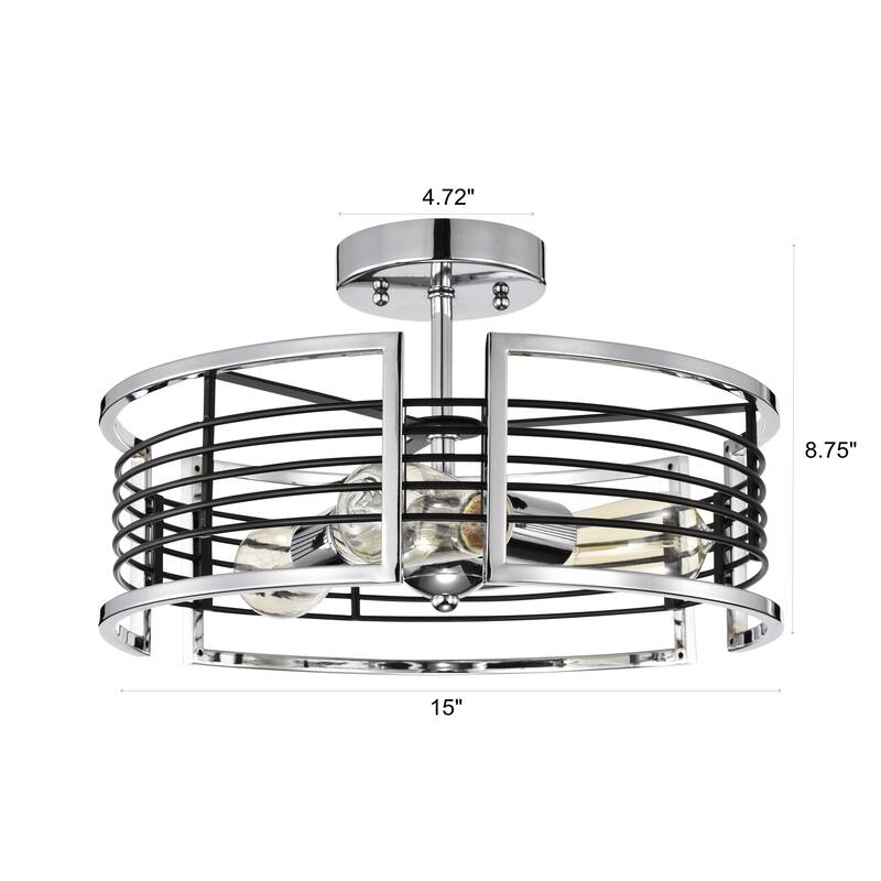 3-light Chrome Semi-Flush Mount