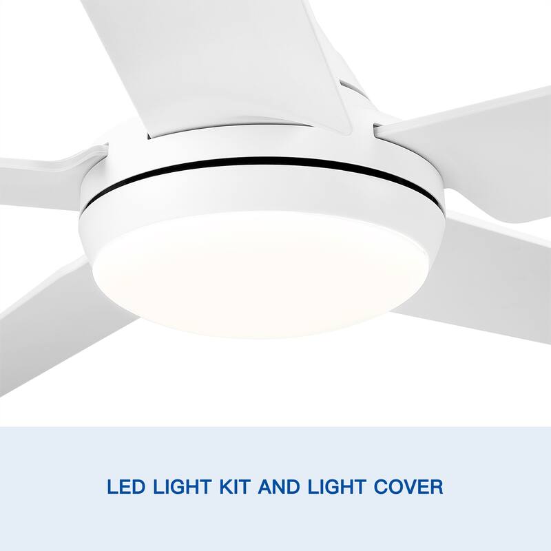 YUHAO Modern 48 in. Integrated LED Ceiling Fan Lighting with 5 White Blades - 48 INCHES