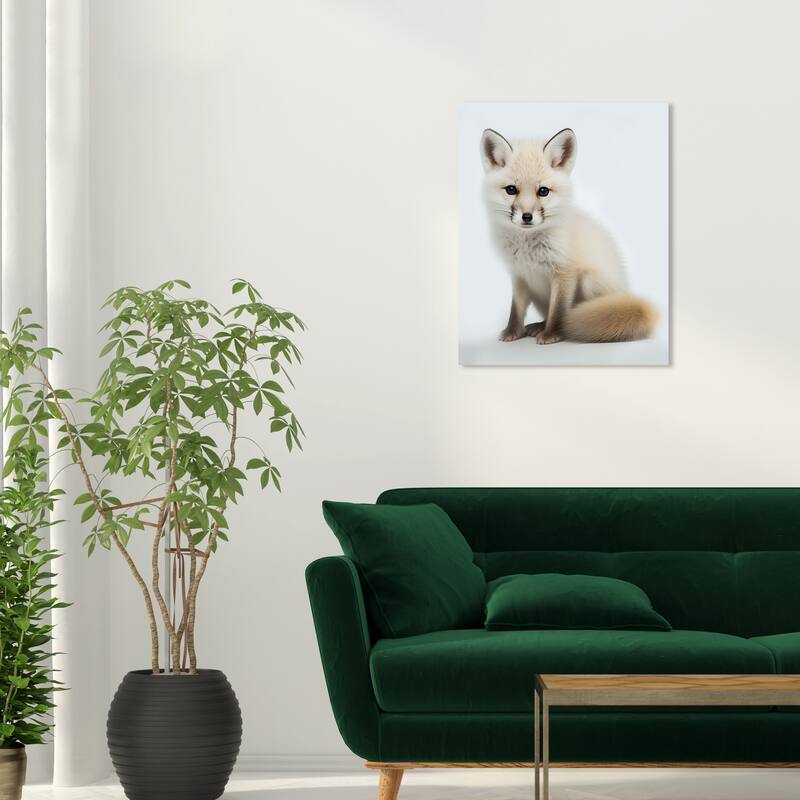 Wynwood Studio Canvas Animals Baby Animal Artic Fox White and Cream White Modern & Contemporary Wall Art Canvas Print - 24 x 20