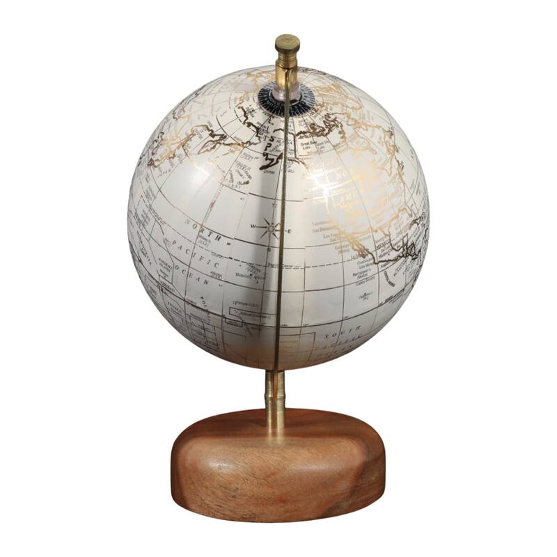 Resin Decorative Globe Modern Sleek Wood Base for Casual Home - 10.0"