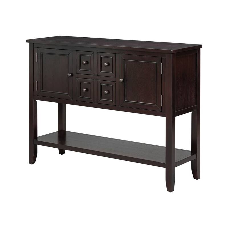 Elegant Storage Dresser with 4 Small Drawers and Bottom Shelf for Bedroom