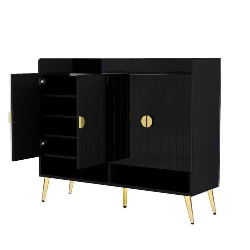 Shoe Cabinet with Doors, 11-Tier Shoe Storage Cabinet with Adjustable Shelves, Modern Wooden Shoes Shoe Storage Organizer
