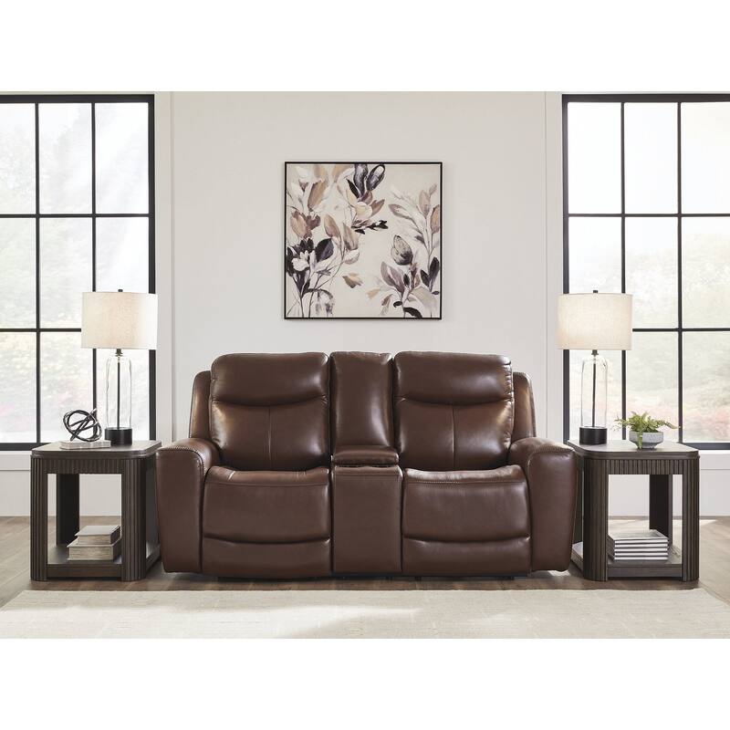 Signature Design by Ashley Mighty Moves Brown Power Reclining Loveseat with Console - 78" W x 40" D x 42" H