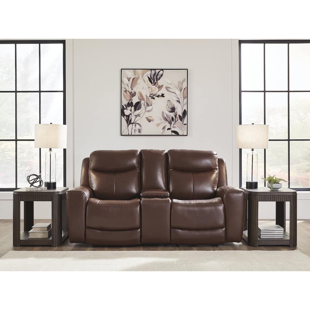 Signature Design by Ashley Mighty Moves Brown Power Reclining Loveseat with Console - 78" W x 40" D x 42" H
