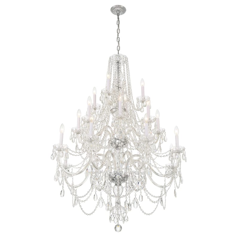 Traditional Crystal 20 Light Polished Chrome Chandelier - 37"W x 52.5"H